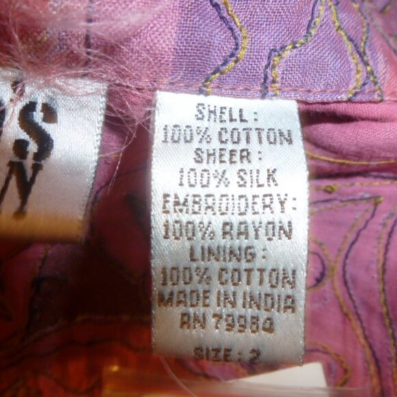 Chico’s Design Silk Embroidered Boho Top | Size 2 (L) | Made in India - Picture 8 of 11